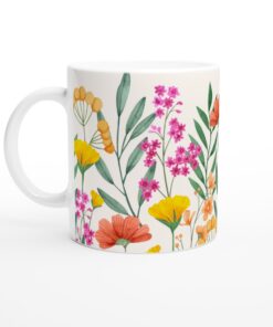 Blomstrande Keramisk Mugg – Färgglad Vattenfärgsmönster för Din Vardag