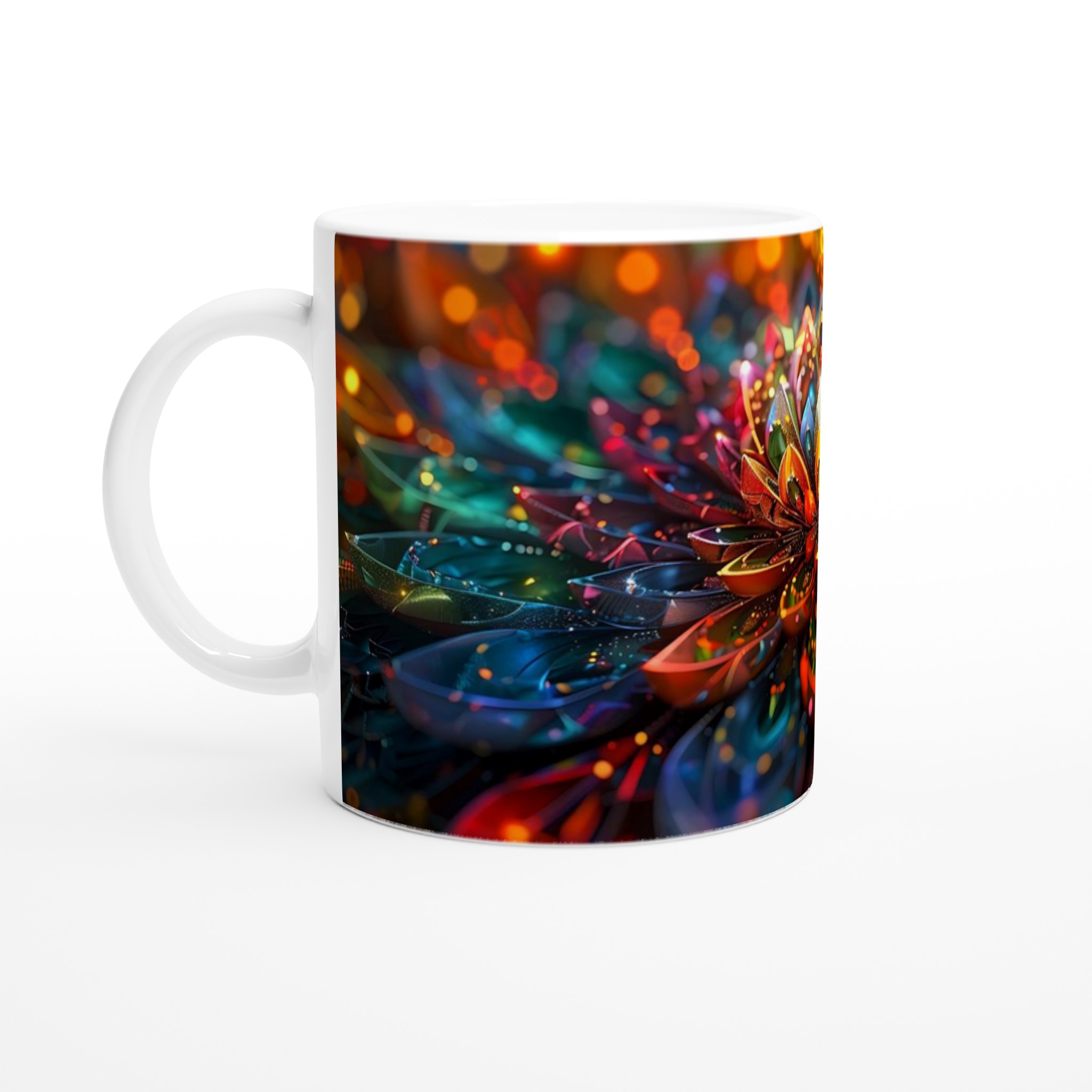 Kosmisk Blomster Keramisk Mugg - Strålande Mandalamönster för Kaffe- och Teälskare