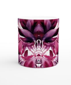 Ceramic Mug with Artistic Magenta & Purple Watercolor Leaf Design - 11oz