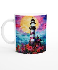 Mugg – Livfull Fyr i Solnedgång – Konstnärlig Keramikmugg 11 oz
