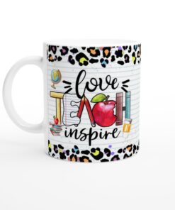 Mugg "Love Teach Inspire" – Leopardmönstrad Lärarmugg för Kaffe & Te