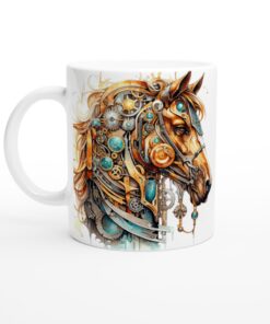 Steampunk Häst Keramisk Mugg – Unik Konstnärlig Design för Din Fikastund