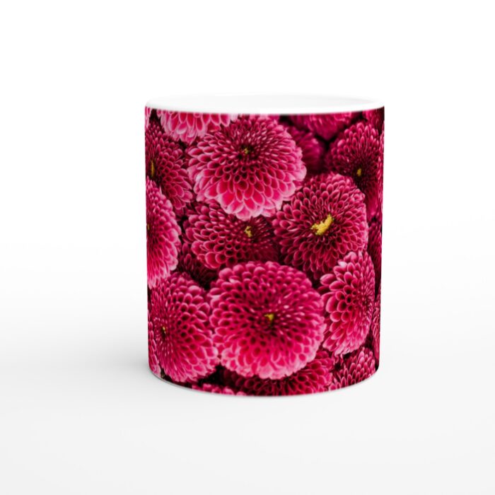 Fuchsia Blomsterprakt Keramisk Mugg - 11oz Vit Kvalitetsmugg för Kaffe & Te