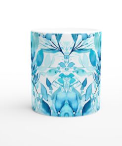 Akvarell Blues Keramikmugg - Skira Blå Löv & Bär Design, 11oz