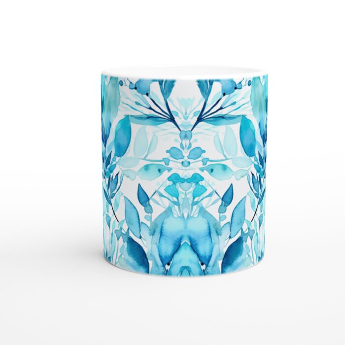 Akvarell Blues Keramikmugg - Skira Blå Löv & Bär Design, 11oz