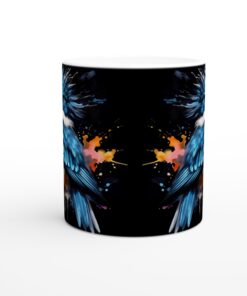 Abstrakt Kungsfiskare Kaffemugg - Levande Akvarell Keramisk Mugg 11oz