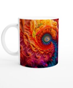 Mugg "Kosmisk Spiral" – Vit 11oz Keramikmugg med Färgstark Abstrakt Konst