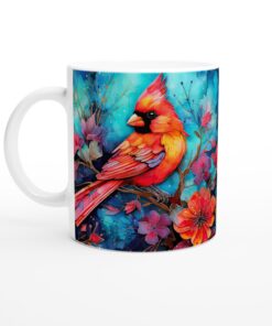 Keramisk mugg – Färgsprakande Kardinal i akvarell, din unika vardagsfavorit