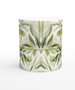 Meditativ Grön Olivkvist Keramisk Mugg – 11oz, Perfekt för Avkopplande Stunder