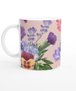 Keramisk mugg – Romantiska Akvarellblommor i Lila & Rosa – din vardagsfavorit