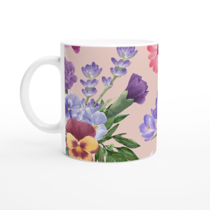Keramisk mugg – Romantiska Akvarellblommor i Lila & Rosa – din vardagsfavorit