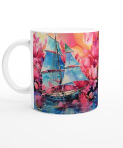 Keramisk Mugg – Sjöfart och Rosenträdgård: En Drömlik Akvarell för Dina Drycker