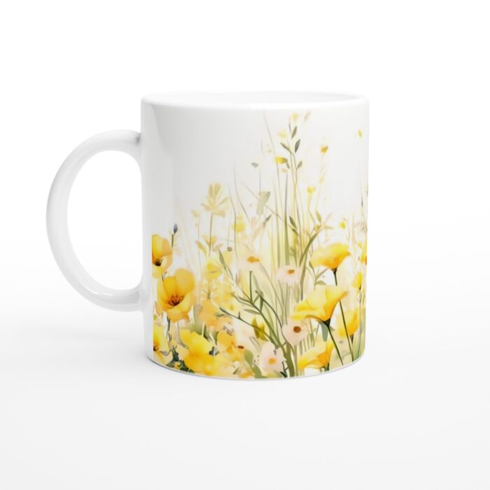 Keramisk Mugg – Solgul Blomsteräng Akvarell – Vardagsfavoriten för Alla Tillfällen
