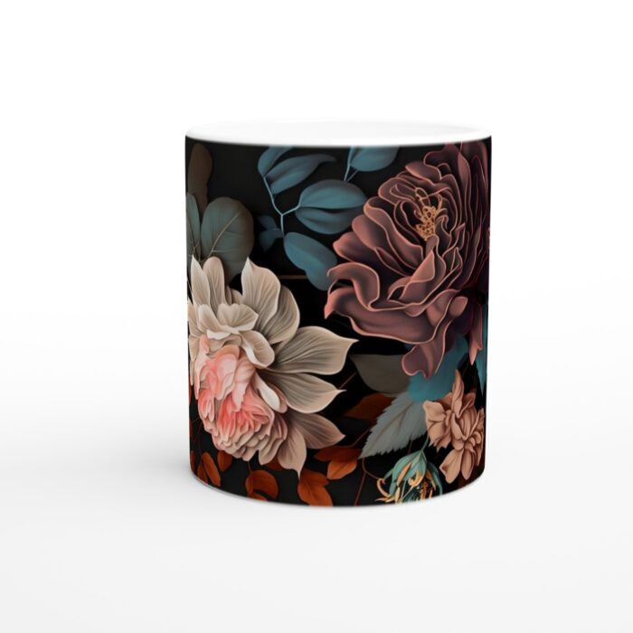 Lyxig Blomsterdröm Keramisk Mugg - 11oz Vit Kopp med Elegant Design för Kaffe & Te
