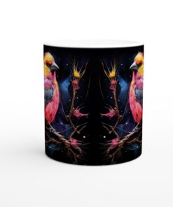 Färgsprakande Fågel Keramikmugg - 11oz Vit Mugg med Livfull Konstdesign