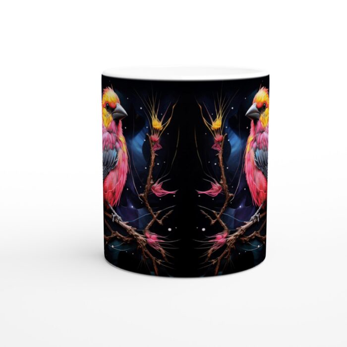 Färgsprakande Fågel Keramikmugg - 11oz Vit Mugg med Livfull Konstdesign