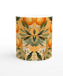 Citrusmönstrad keramisk mugg - En touch av Medelhavsvibbar i ditt kök, 11oz