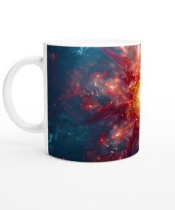 Kosmisk Soluppgång Keramisk Mugg - 11oz Vit Kaffemugg med Lysande Abstrakt Konst
