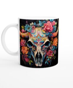 Keramisk mugg – Blomstrande Skalle: En explosion av färger för din vardag