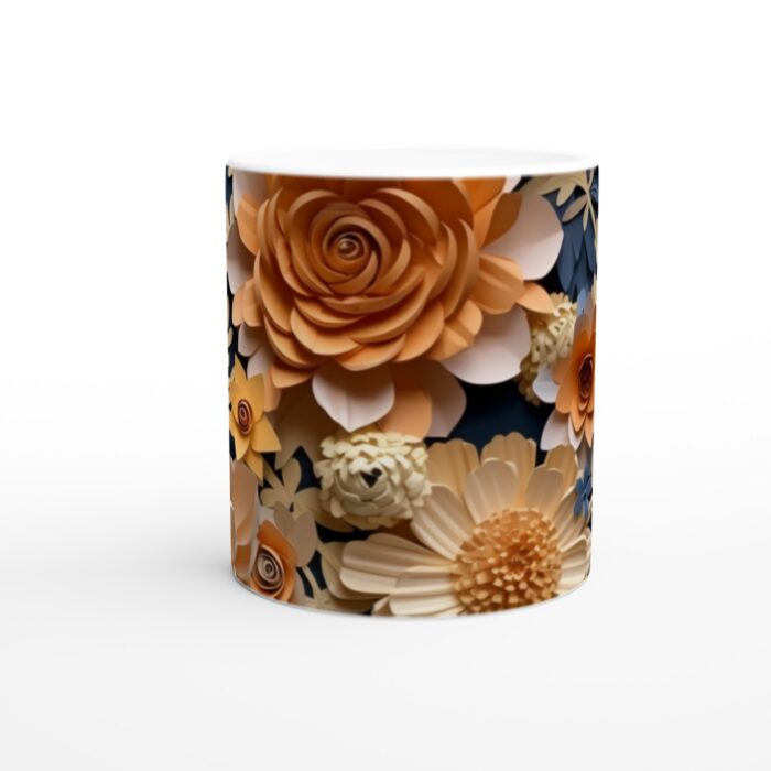 Konstnärlig Blomstermugg i Jordnära Toner – Keramisk Kaffemugg 11oz
