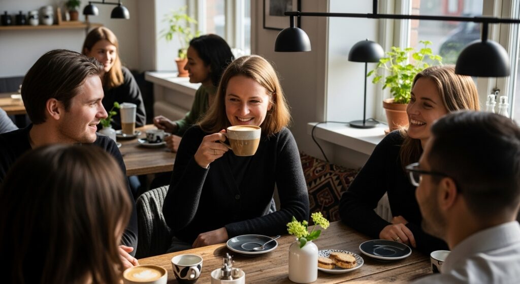 latte mugg kaffe gemenskap